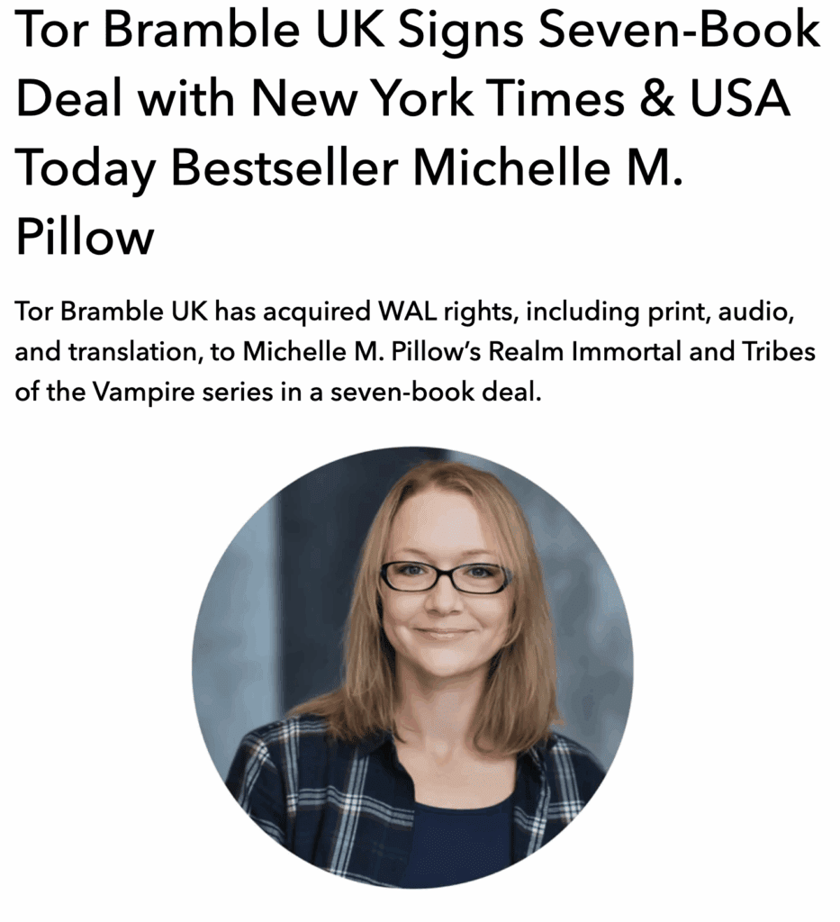 Tor Bramble UK Signs Seven-Book Deal with New York Times & USA Today Bestseller Michelle M. Pillow